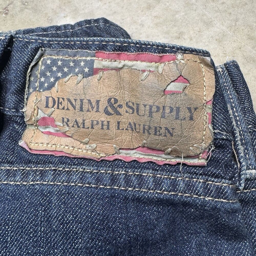 Denim & Supply Ralph Lauren Slouch Jeans Men’s 40x32 Dark Wash USA Flag Patch